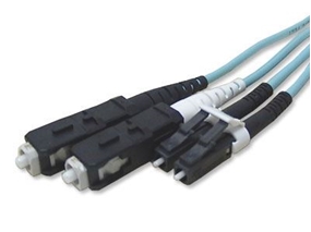 Picture of 15 m Multimode Duplex Fiber Optic Patch Cable (50/125) OM3 Aqua - Laser Opt - LC to SC