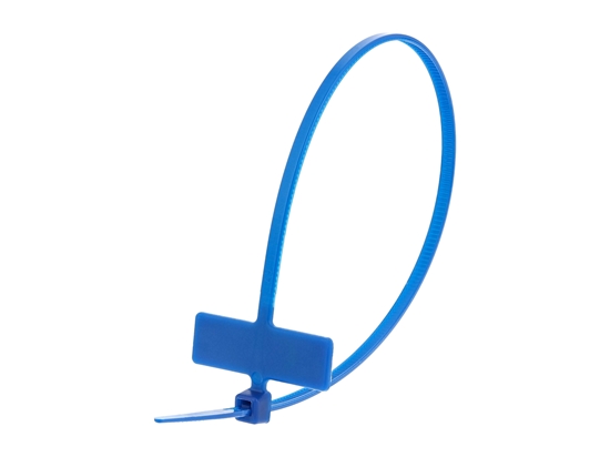 8 Inch Blue Mini Identification Cable Tie with Inside Flag at Cables N More